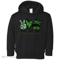 Kidney Disease Awareness Peace Love Cure Green Ribbon Messy Bun Kidney Toddler Hoodie thumb 0