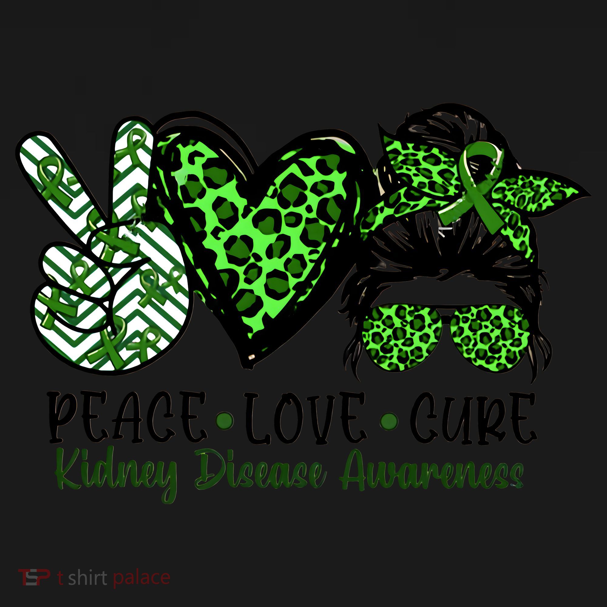 Kidney Disease Awareness Peace Love Cure Green Ribbon Messy Bun Kidney Toddler Hoodie