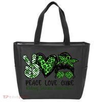 Kidney Disease Awareness Peace Love Cure Green Ribbon Messy Bun Kidney Tote Bag thumb 0