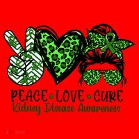 Kidney Disease Awareness Peace Love Cure Green Ribbon Messy Bun Kidney Santa Hat thumb 1