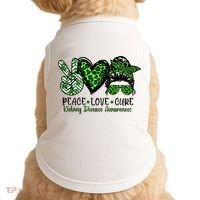 Kidney Disease Awareness Peace Love Cure Green Ribbon Messy Bun Kidney Doggie Tank thumb 0