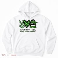 Kidney Disease Awareness Peace Love Cure Green Ribbon Messy Bun Kidney Hoodie thumb 0