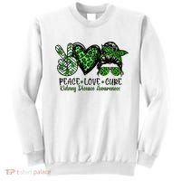 Kidney Disease Awareness Peace Love Cure Green Ribbon Messy Bun Kidney Sweatshirt thumb 0