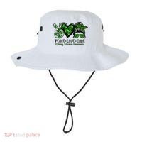 Kidney Disease Awareness Peace Love Cure Green Ribbon Messy Bun Kidney Bucket Hat thumb 0