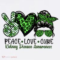Kidney Disease Awareness Peace Love Cure Green Ribbon Messy Bun Kidney Women's Hoodie thumb 2