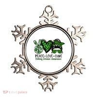 Kidney Disease Awareness Peace Love Cure Green Ribbon Messy Bun Kidney Ornament thumb 0