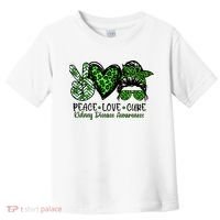 Kidney Disease Awareness Peace Love Cure Green Ribbon Messy Bun Kidney Toddler T-Shirt thumb 0