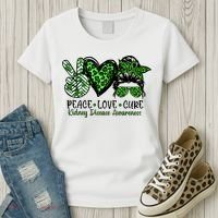 Kidney Disease Awareness Peace Love Cure Green Ribbon Messy Bun Kidney Women's T-Shirt thumb 3