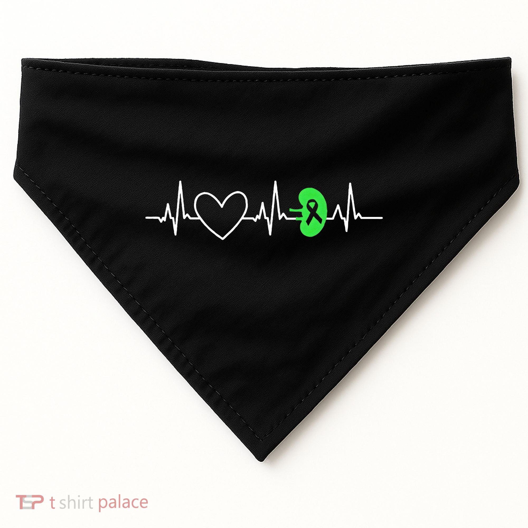Kidney Disease Awareness Heartbeat Transplant Organ Donor USA-Made Doggie Bandana
