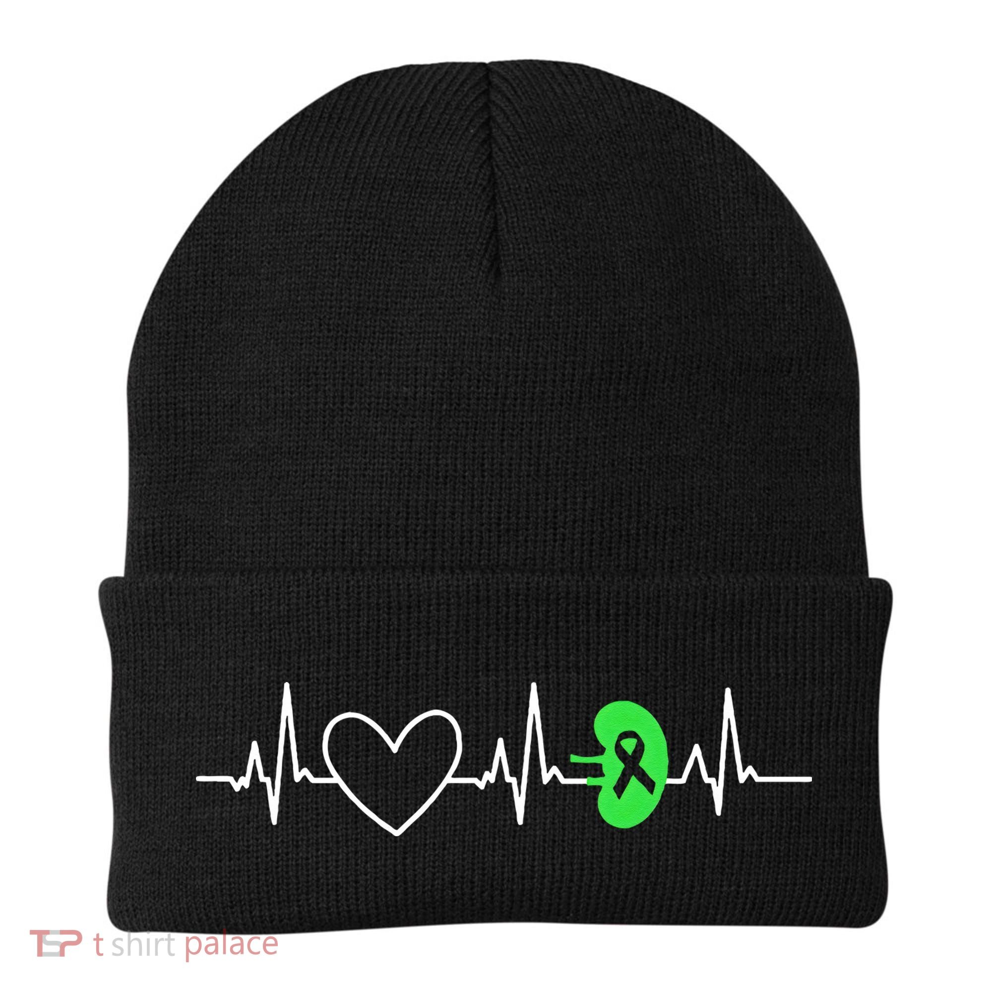 Kidney Disease Awareness Heartbeat Transplant Organ Donor Beanie