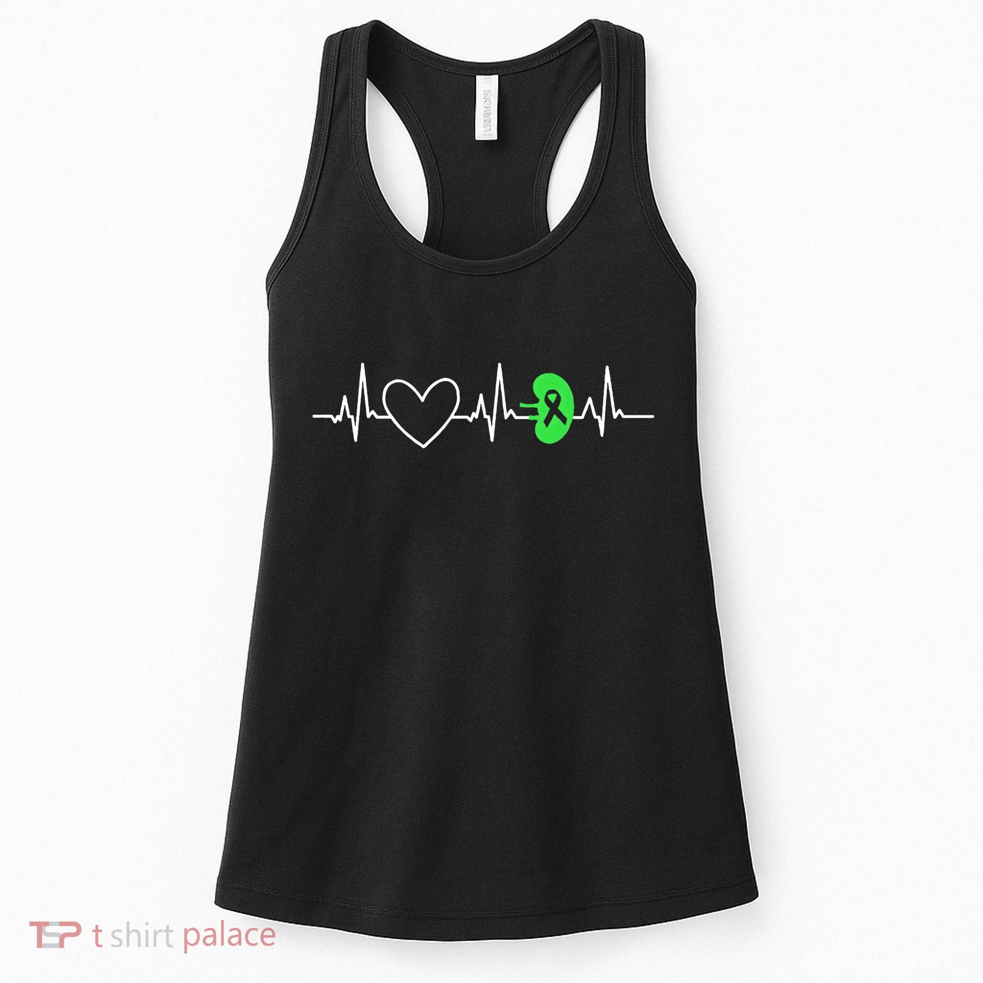 Kidney Disease Awareness Heartbeat Transplant Organ Donor Women's Tank Top