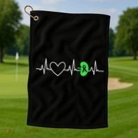 Kidney Disease Awareness Heartbeat Transplant Organ Donor Golf Towel thumb 1