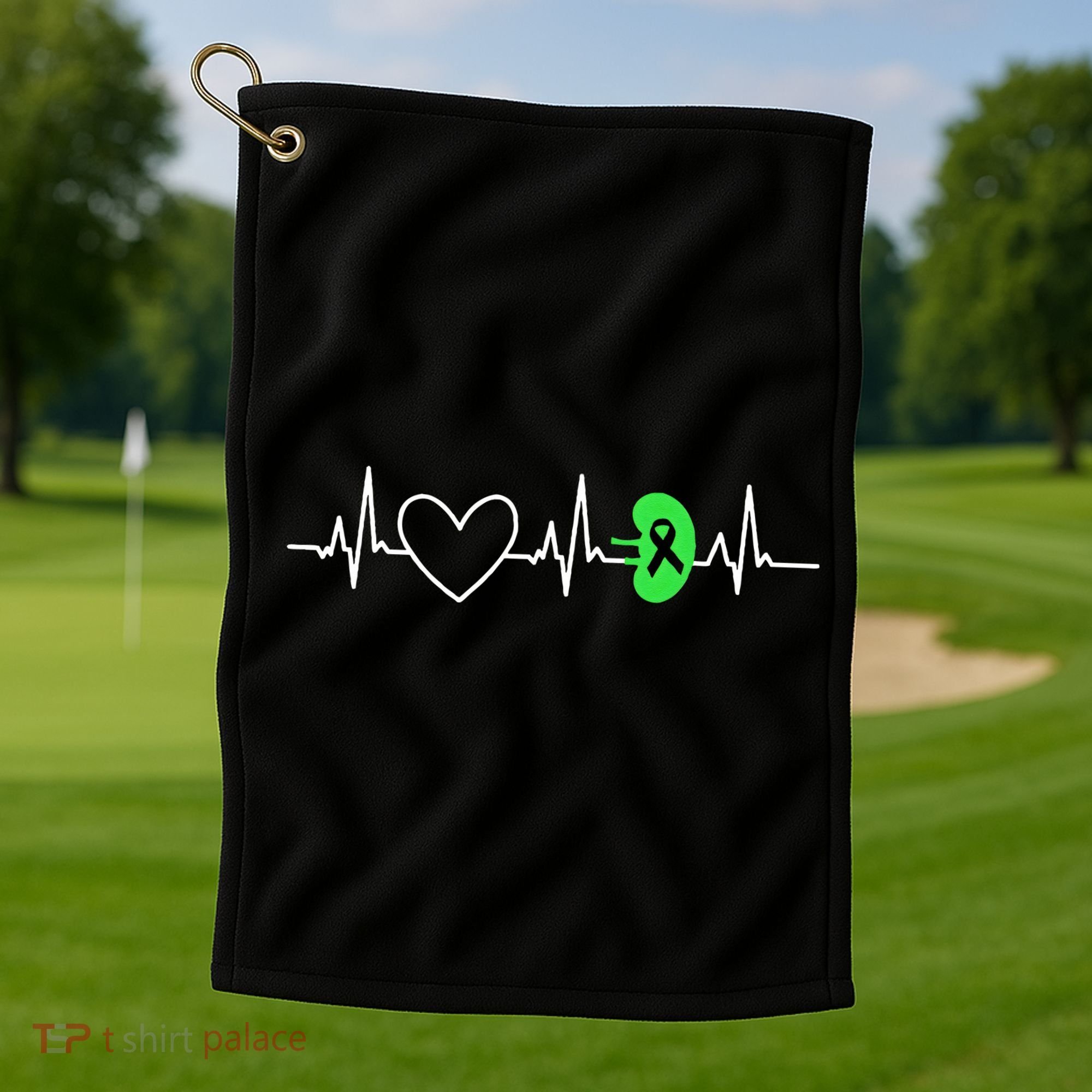 Kidney Disease Awareness Heartbeat Transplant Organ Donor Golf Towel