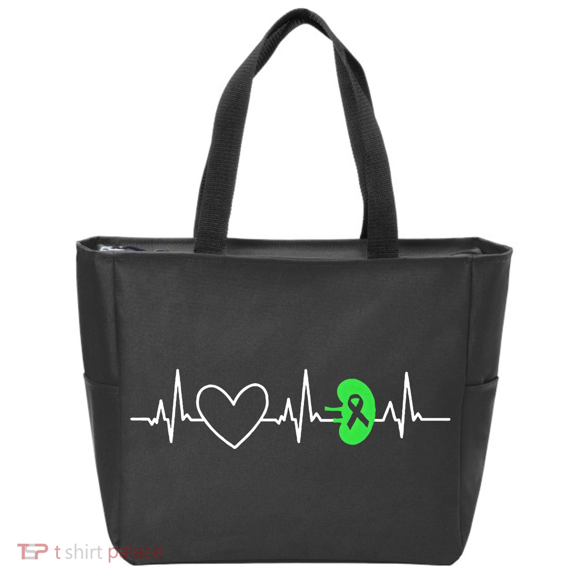 Kidney Disease Awareness Heartbeat Transplant Organ Donor Tote Bag