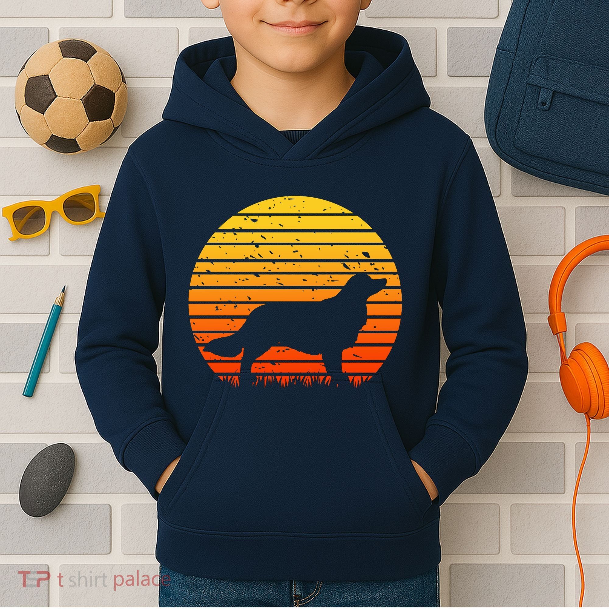 Kooikerhondje Dog Sunset Yellow Kids Hoodie