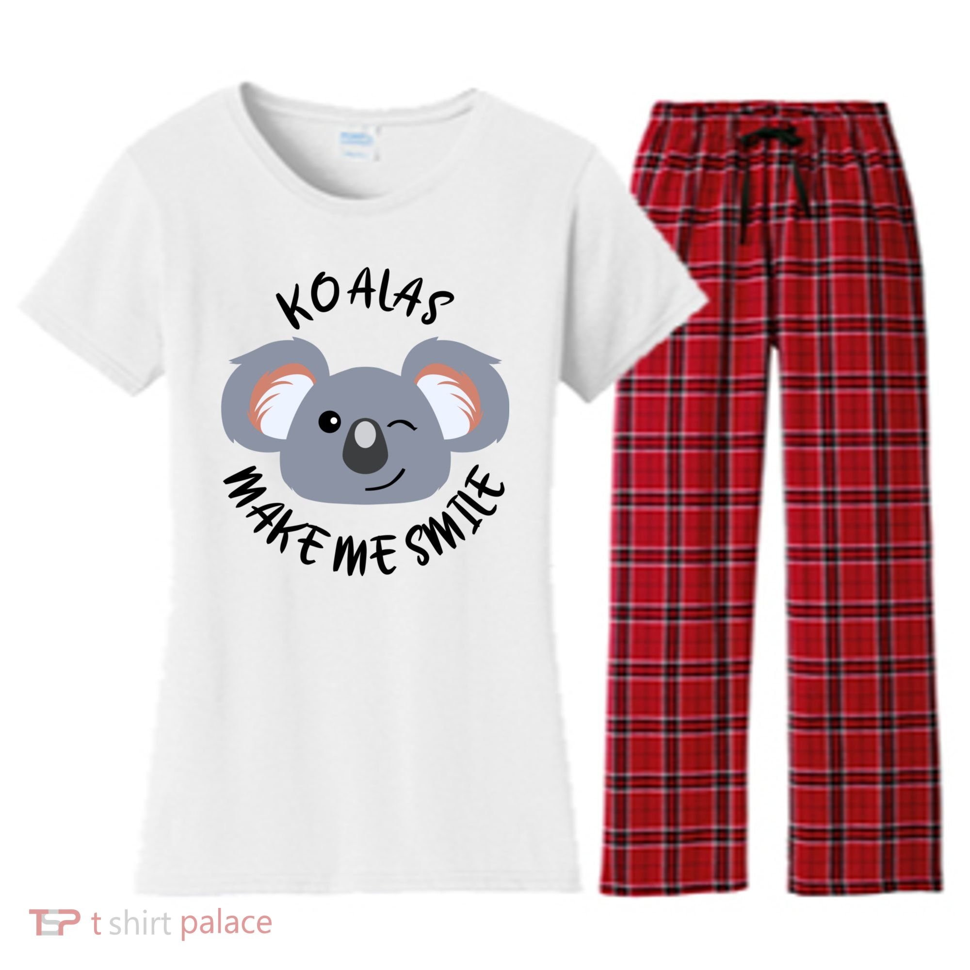 Koala Eating Eucalyptus Ironic Saying Bear Gift Women's Flannel Pajama Set