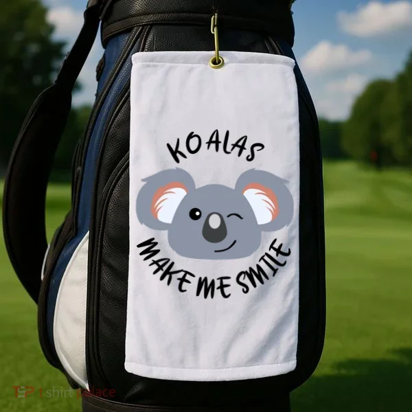 Koala Eating Eucalyptus Ironic Saying Bear Gift Golf Towel