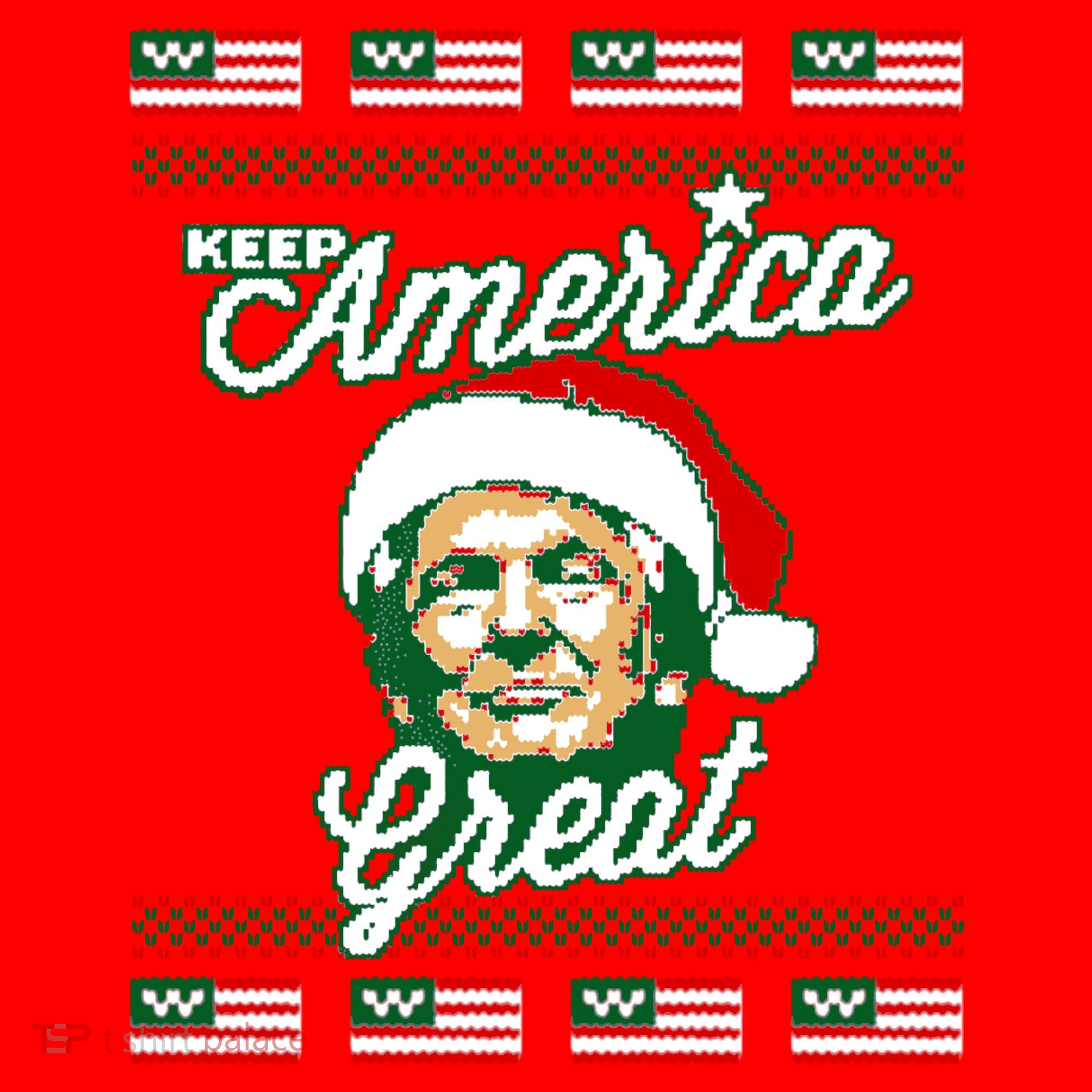 Keep America Great Ugly Christmas Sweater Santa Hat