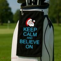 Keep Calm And Believe On Santa Christmas Golf Towel thumb 2