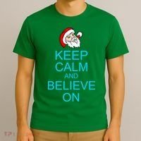 Keep Calm And Believe On Santa Christmas T-Shirt thumb 3