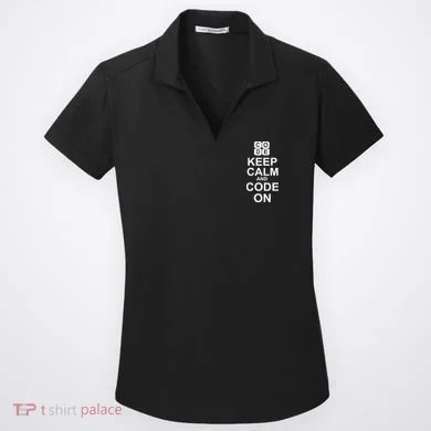 Keep Calm and Code On Women's Dry Zone Grid Polo