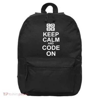 Keep Calm and Code On 16 in Basic Backpack