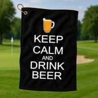 Keep Calm And Drink Beer Pitcher Golf Towel thumb 1