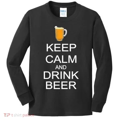 Keep Calm And Drink Beer Pitcher Kids Long Sleeve Shirt