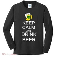 Keep Calm And Drink Beer St. Patrick's Day Kids Long Sleeve Shirt thumb 0