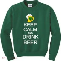Keep Calm And Drink Beer St. Patrick's Day Kids Sweatshirt thumb 0