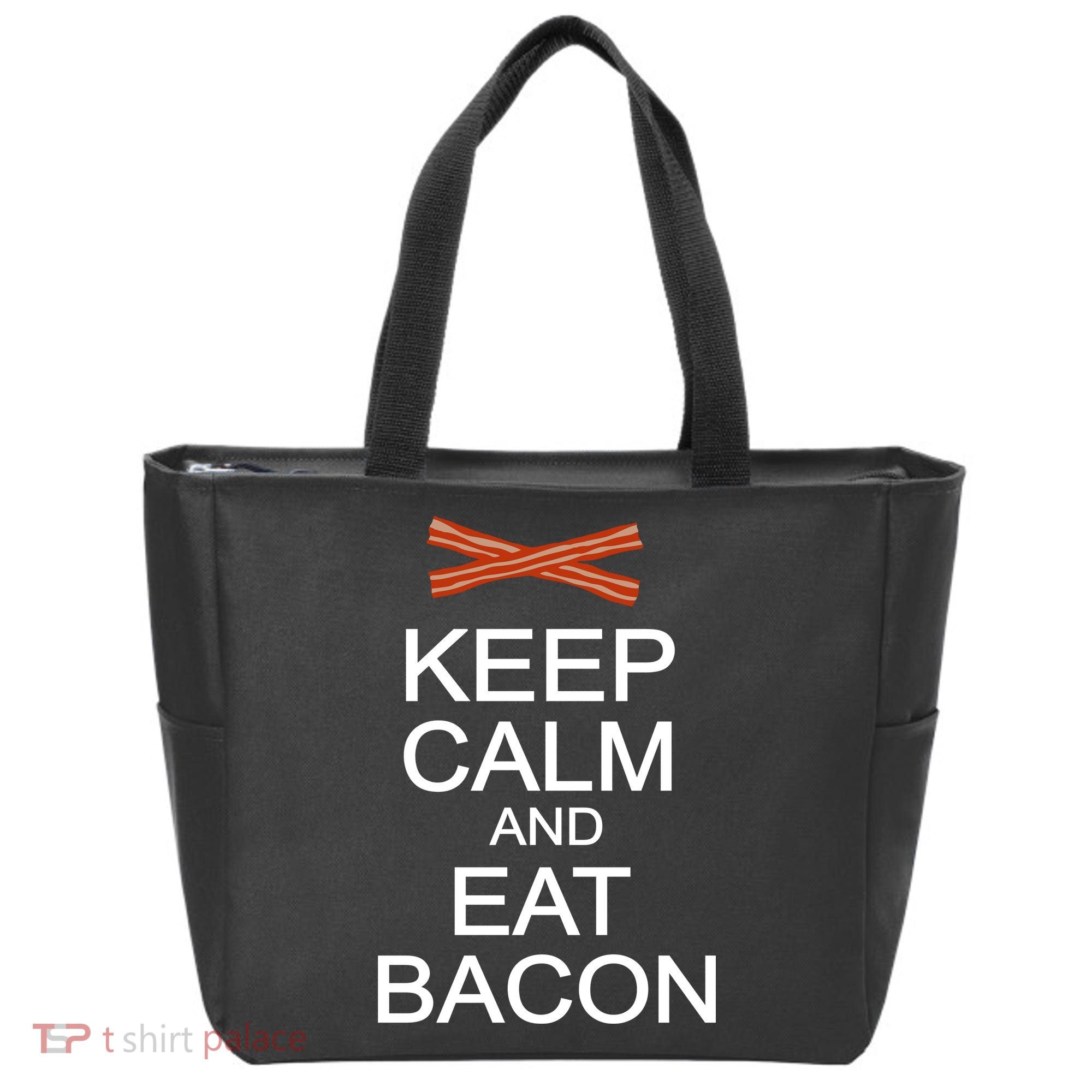 Keep Calm And Eat Bacon Tote Bag