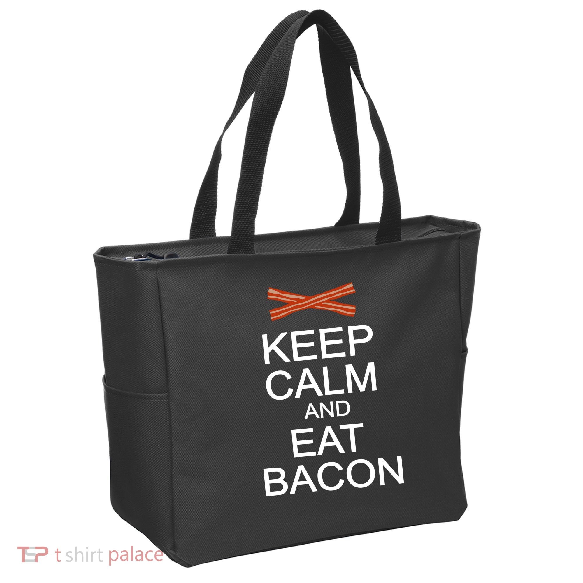 Keep Calm And Eat Bacon Tote Bag