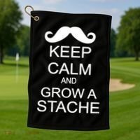 Keep Calm and Grow A Stache Golf Towel thumb 1