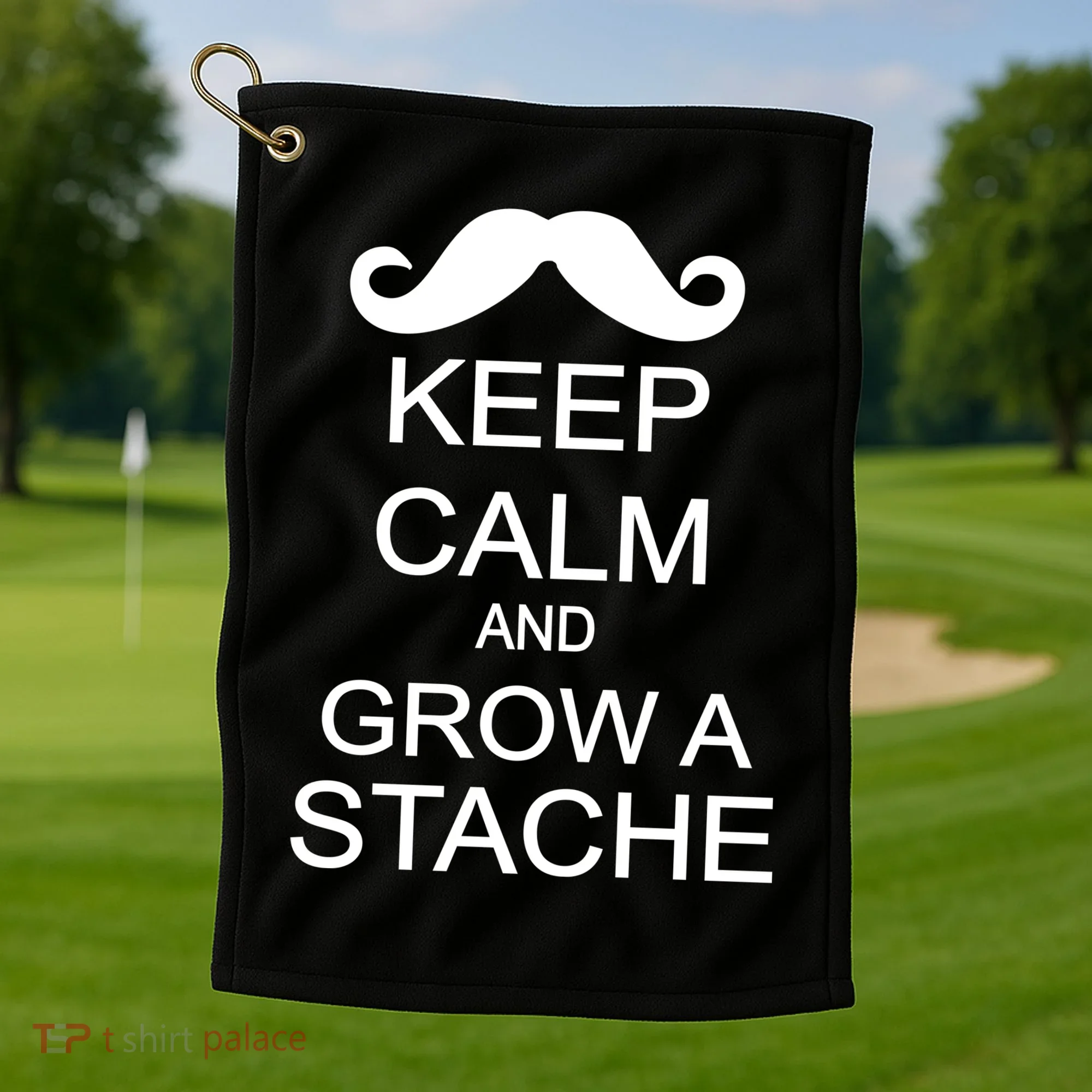 Keep Calm and Grow A Stache Golf Towel