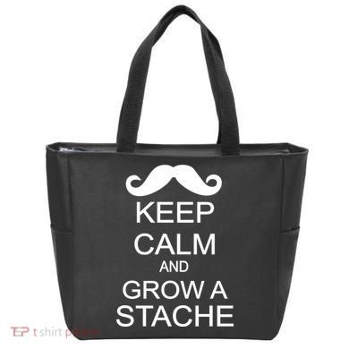 Keep Calm and Grow A Stache Tote Bag