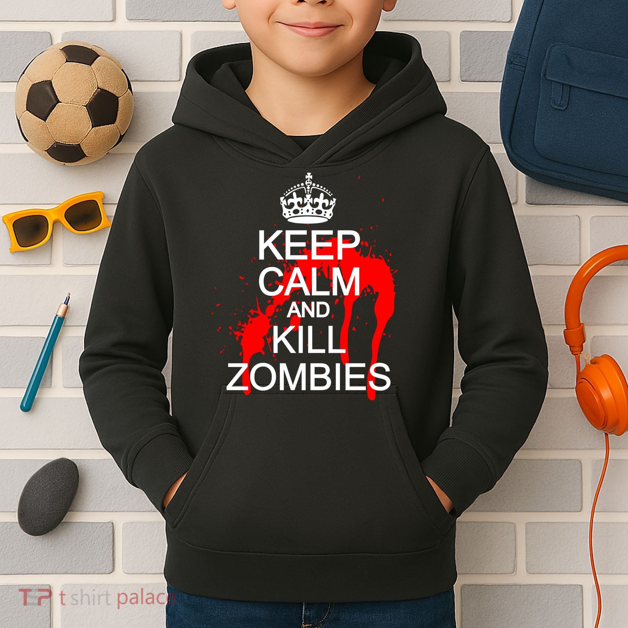 Keep Calm and Kill Zombies Kids Hoodie