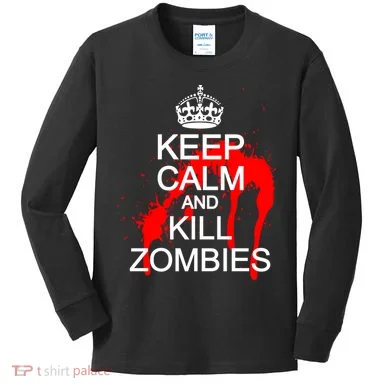 Keep Calm and Kill Zombies Kids Long Sleeve Shirt