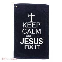 Keep Calm And Let Jesus Fix It Golf Towel thumb 0
