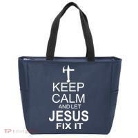 Keep Calm And Let Jesus Fix It Tote Bag thumb 0