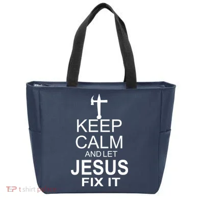 Keep Calm And Let Jesus Fix It Tote Bag