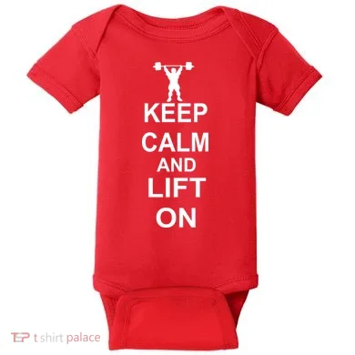Keep Calm And Lift On Baby Bodysuit