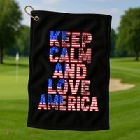 Keep Calm and Love America Golf Towel thumb 1