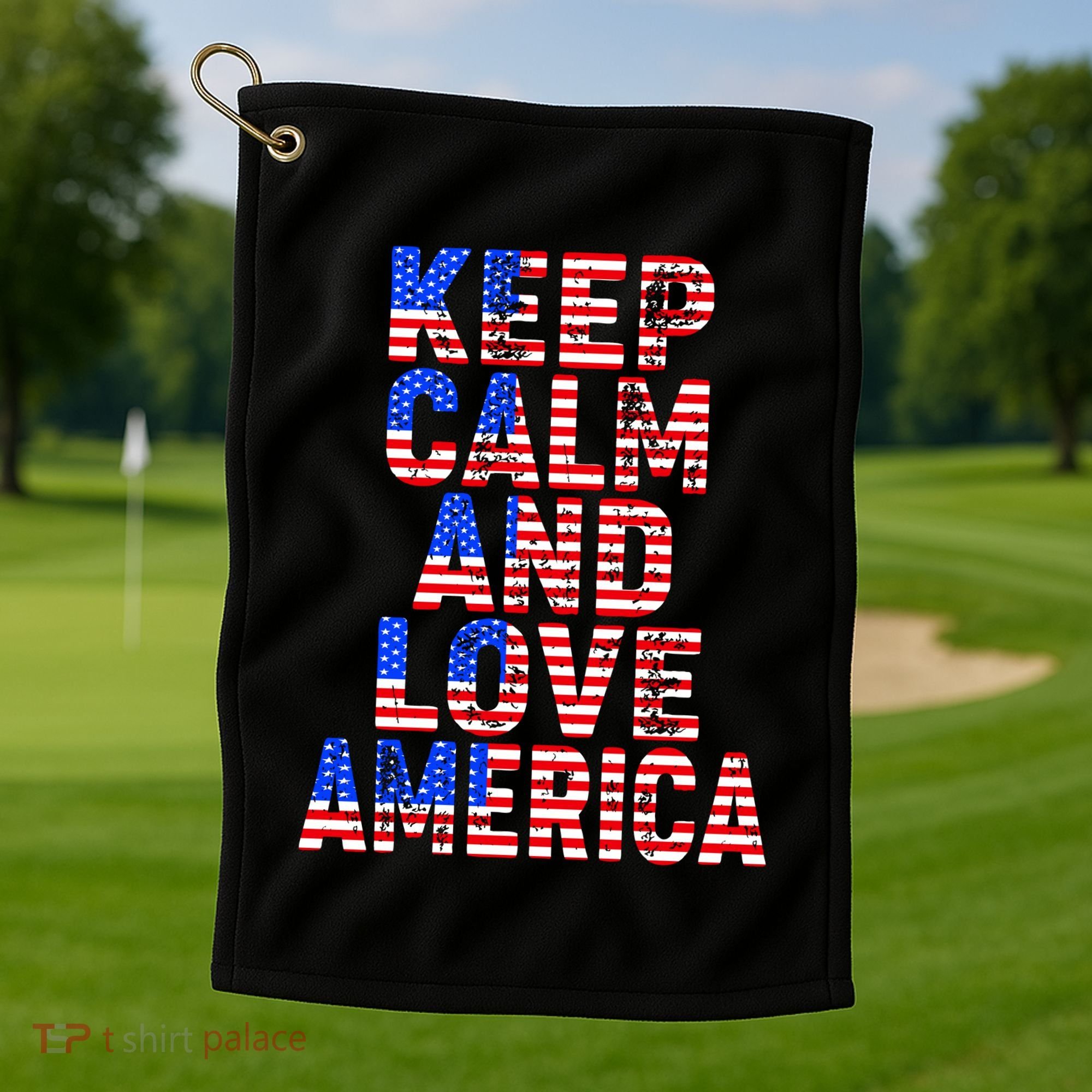 Keep Calm and Love America Golf Towel