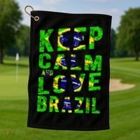 Keep Calm and Love Brazil Golf Towel thumb 1