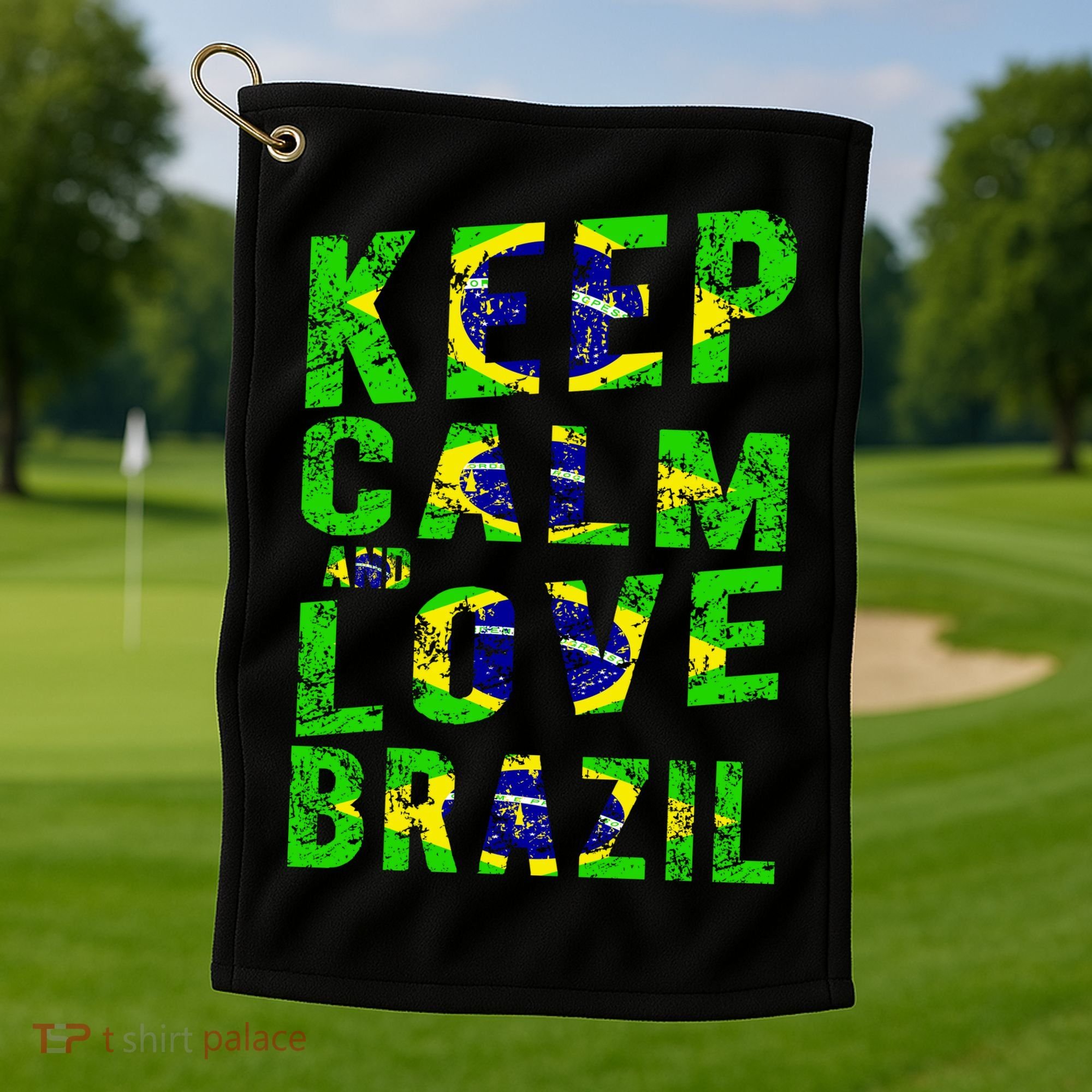 Keep Calm and Love Brazil Golf Towel