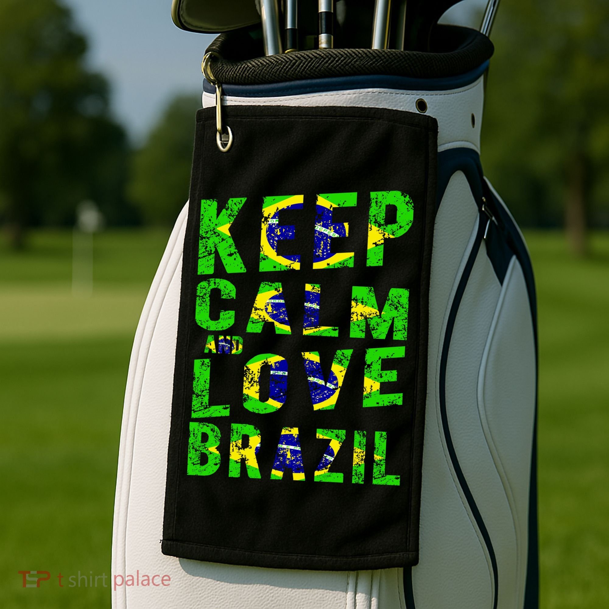 Keep Calm and Love Brazil Golf Towel