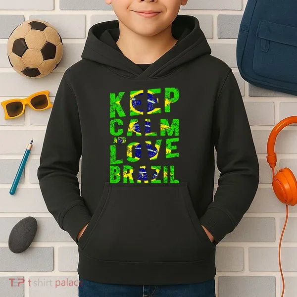 Keep Calm and Love Brazil Kids Hoodie