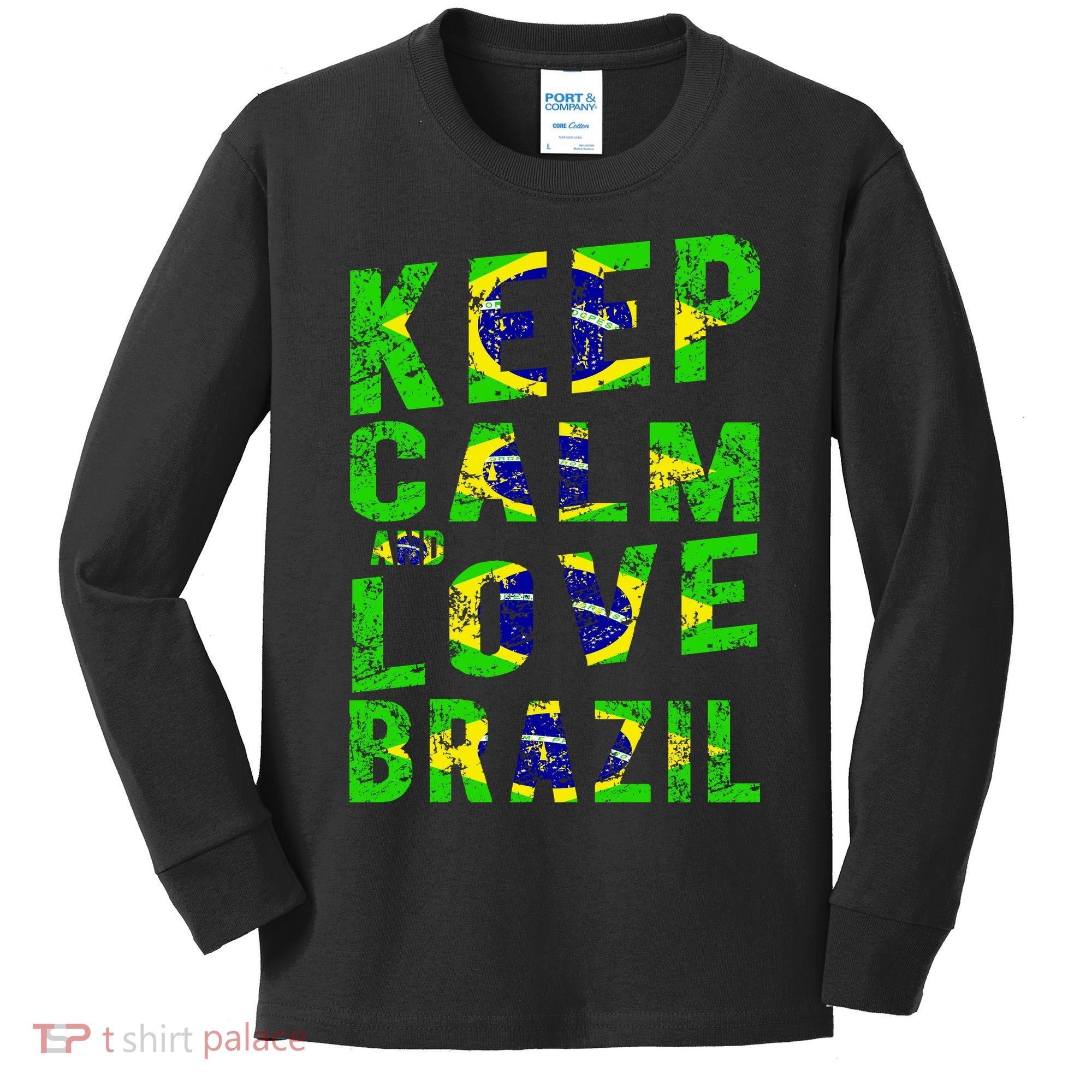 Keep Calm and Love Brazil Kids Long Sleeve Shirt