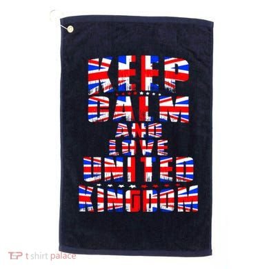 Keep Calm and Love United Kingdom Golf Towel