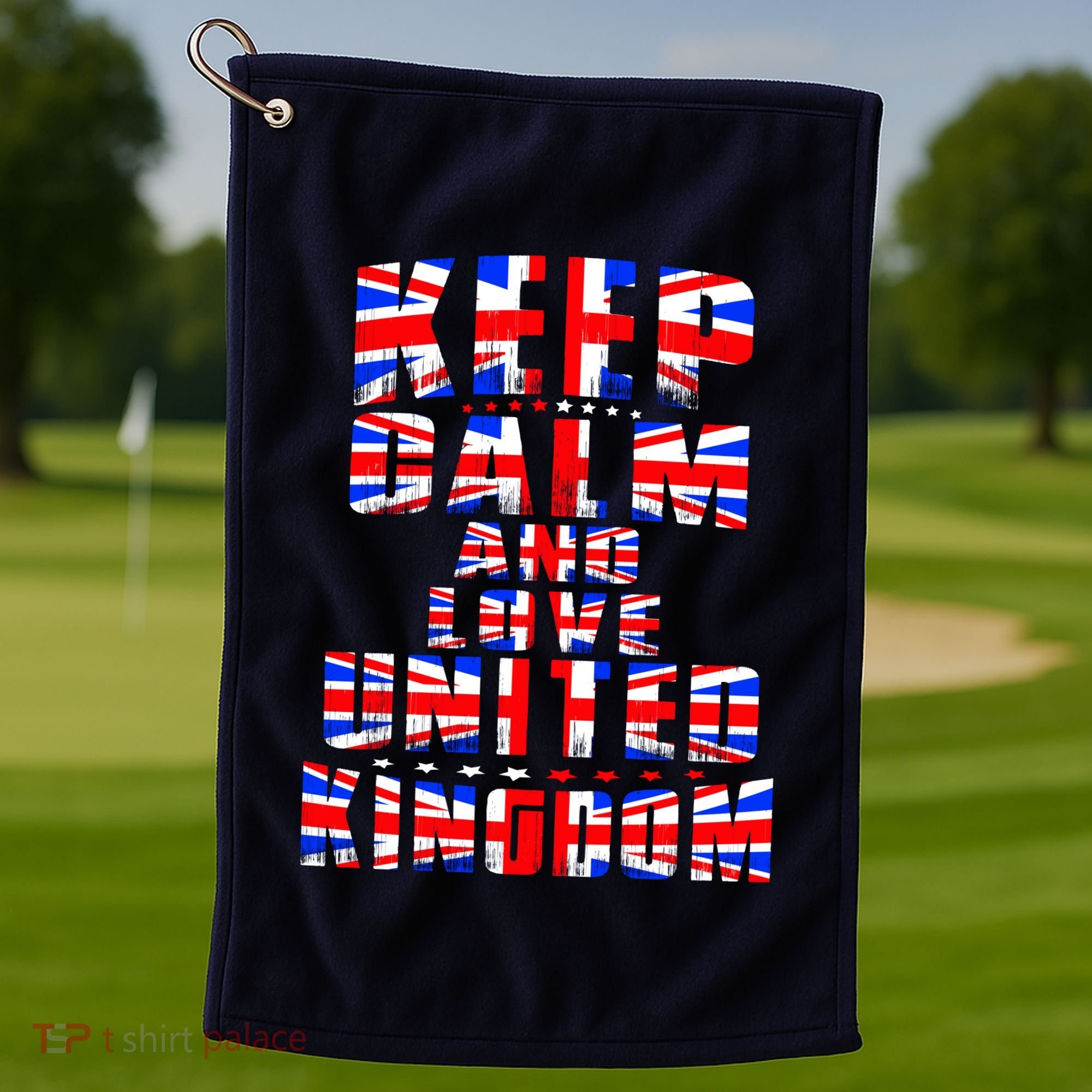 Keep Calm and Love United Kingdom Golf Towel